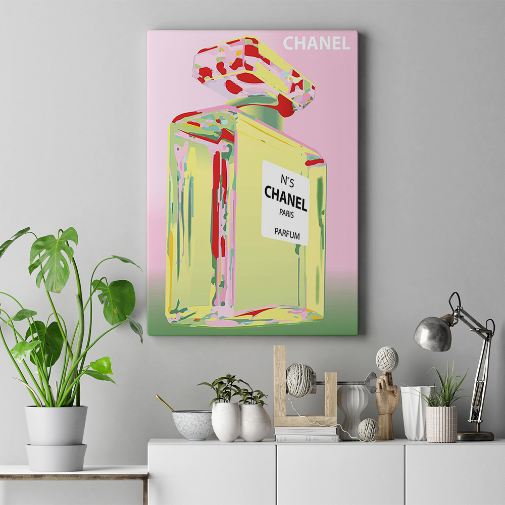 Chanel No. 5 in Green and Pink by Coco Chanel Vintage Poster & Canvas Prints  - Vintage Printz